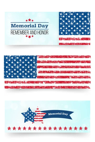 Memorial day banner. Emlékszik és becsület. Vektor részeket-a amerikai ünnep. Plakát, transzparens, flayer, üdvözlés, meghívó, web design sablon. Függetlenség napja — Stock Vector