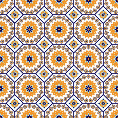 Vektör seamless Arapça modeli. Arabesk, Ramazan, tebrik, mutlu ay Ramazan. Islam sorunsuz geometri desen arka plan Doğu stili. Ramazan kareem geleneksel süs. Tasarım şablonu tebrik