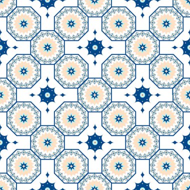 Vektör seamless Arapça modeli. Arabesk, Ramazan, tebrik, mutlu ay Ramazan. Islam sorunsuz geometri desen arka plan Doğu stili. Ramazan kareem geleneksel süs. Tasarım şablonu tebrik