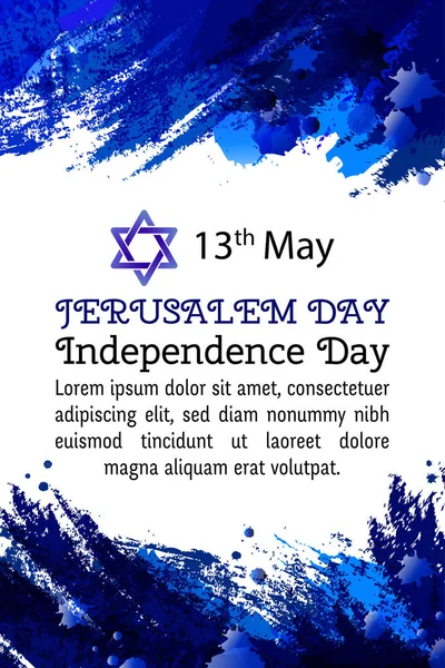 Israël 70 anniversaire, fête de l'indépendance de Jérusalem, affiche de vœux festif, fête juive, bannière Jérusalem étoile bleue israélienne, concept vectoriel moderne. Modèle de conception affiche, bannière, couche, salutation — Image vectorielle