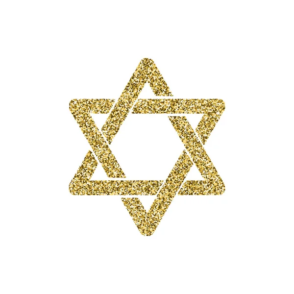 Vektor Religion Symbol goldener Glitzerstern von David. Ein Zeichen zum 70. Jahrestag. jerusalem goldener Stern. Stern mit goldenem Glitzereffekt traditionelles jüdisches Symbol.jüdischer Stern isoliert auf weißem Hintergrund — Stockvektor