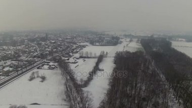Hollandalı kış manzara havadan çekim