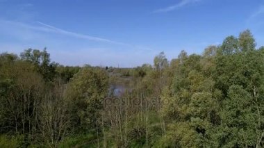 Ijssel River Hollandalı peyzaj üzerinde uçmak