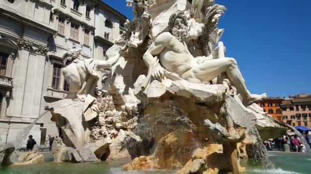Piazza Navona Fuente — Vídeos de Stock