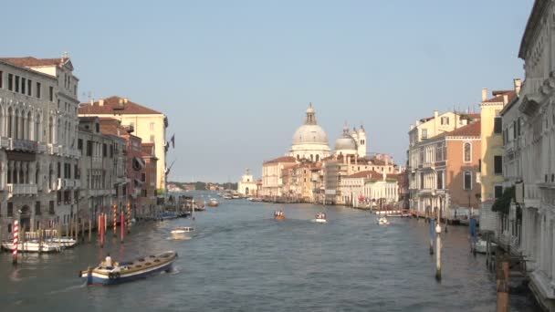 Vista del canal y la Basílica de Venecia — Vídeo de stock