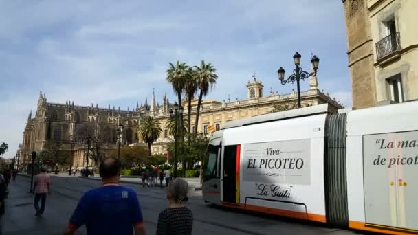 Metro pasando por la Catedral — Vídeo de stock