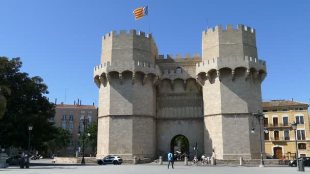 Torri Serranos nella città vecchia di Valencia — Video Stock