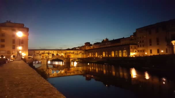 Ponte vecchio w nocy — Wideo stockowe