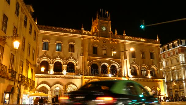 Залізничний вокзал Rossio вночі — стокове відео