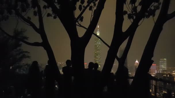 Panoramę miasta Tajpej w nocy — Wideo stockowe