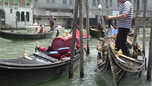 Turistas en Gondolas en el canal — Vídeos de Stock