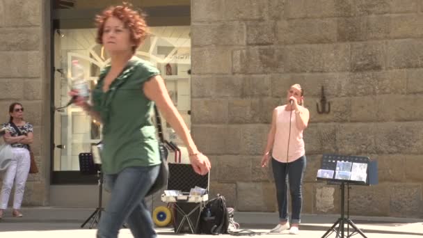 Музыканты, выступающие на улицах — стоковое видео