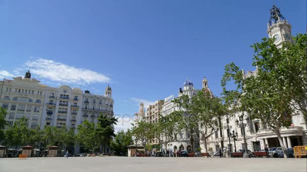 Stadhuis in het historische centrum van Valencia — Stockvideo