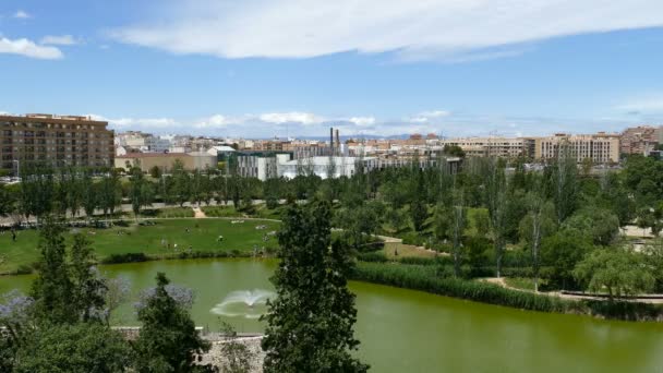 Overview of pond in Turia garden — Stock Video