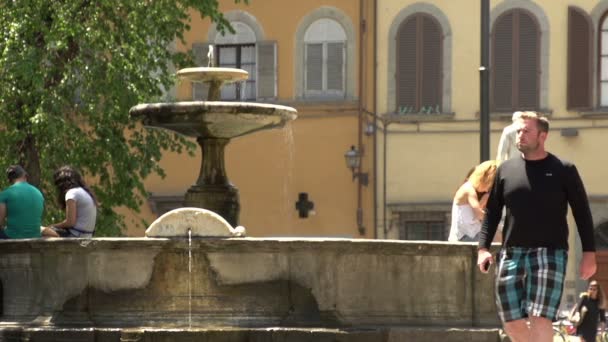 Brunnen auf dem Santo Spirito Platz — Stockvideo