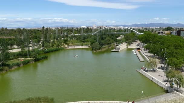 Vista general del estanque en el jardín de Turia — Vídeo de stock