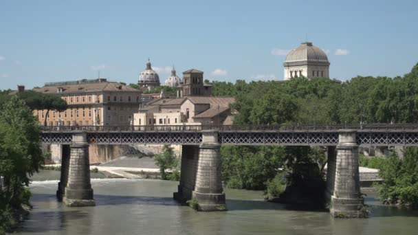 Ponte Palatino at Fiume Tevere river — 비디오