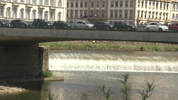 Blick auf den Fluss Arno — Stockvideo