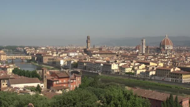 Skyline Florenz von der Piazalle Michelangelo — Stockvideo