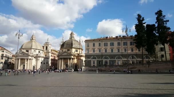 Schöne Piazza del Popolo — Stockvideo