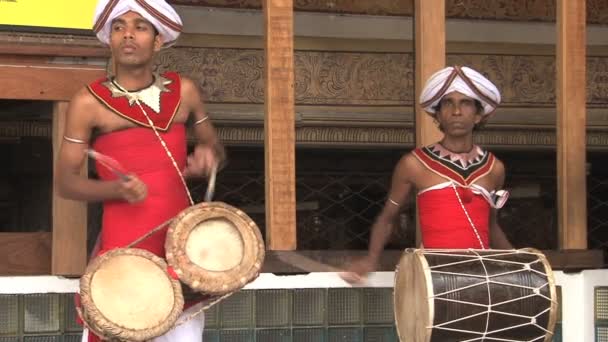 Kandy zenész a Buddist templom Gangarama — Stock videók