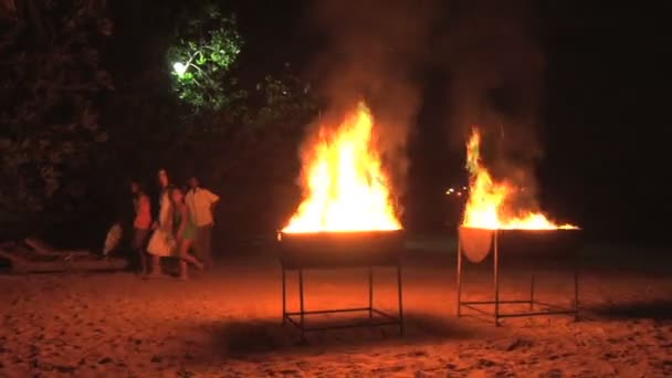 スリランカの海岸ライン火のそばの観光 — ストック動画