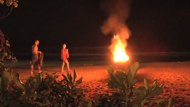 Tourist Coast Line Fire Sri Lanka — Stock Video