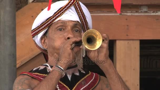 Kandy musicista al tempio Buddista Gangarama — Video Stock