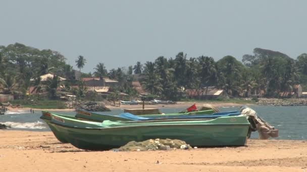 Filmagem Barcos Praia — Vídeo de Stock