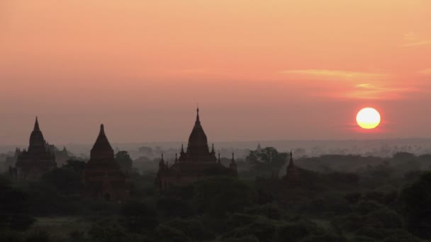 Fantastische zonsopgang in Bagan — Stockvideo
