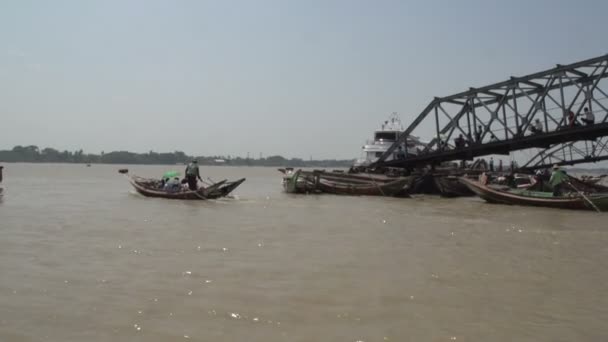 Vista sul fiume Yangon — Video Stock