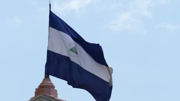 Nationella flagga nicaragua — Stockvideo