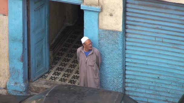 Images Vieil Homme Dans Rue Maroc — Video