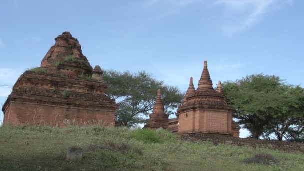 Pagoder och tempel i Bagan — Stockvideo