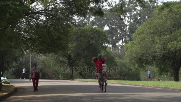 Courir des gens dans le parc Ibirapuera — Video