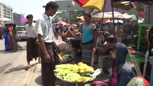 Yangón, mercado callejero — Vídeos de Stock