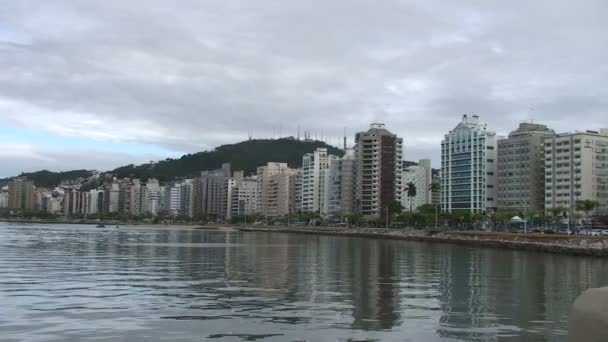 Beelden Van Florianopolis Skyline Beira Mar Avenue — Stockvideo