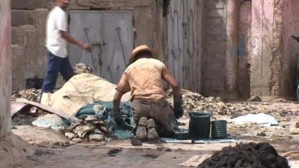 Garbarni pracowników w Marrakesz — Wideo stockowe