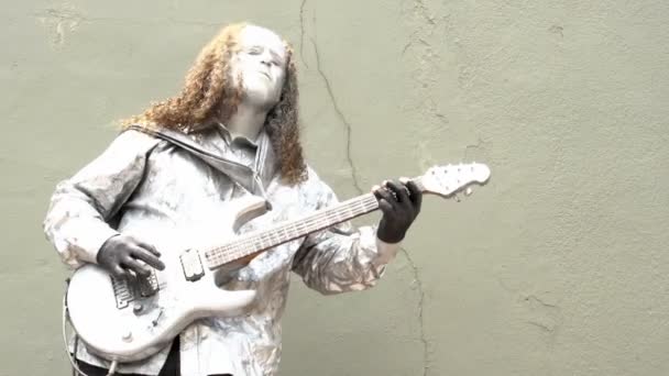 Sao Paulo Streetartist Gra Gitarze — Wideo stockowe