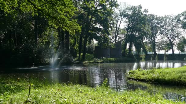 Rivier fontein op landgoed Oldruitenborgh — Stockvideo