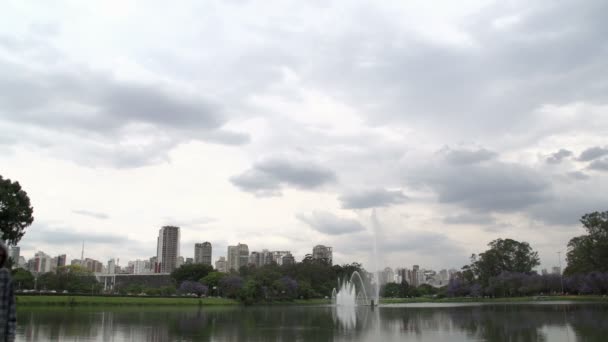 Fântâna de apă din parcul Ibirapuera — Videoclip de stoc