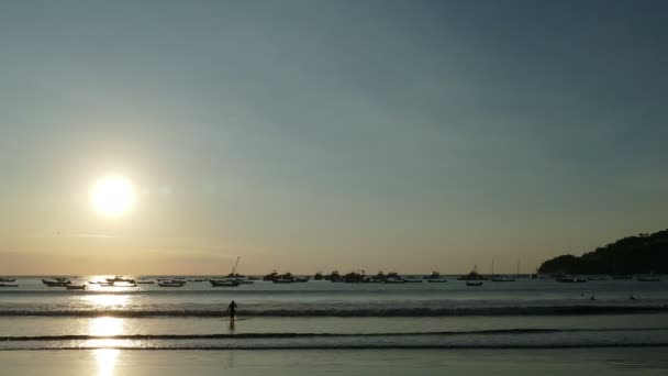 Sunset at beach of San Juan del Sur — Stock Video