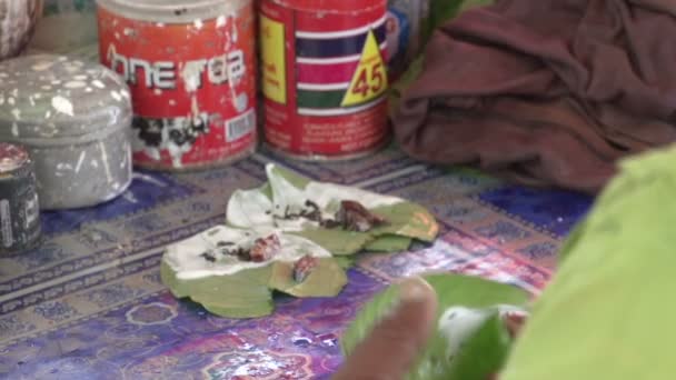 Leaves filled with betel nut — Stock Video