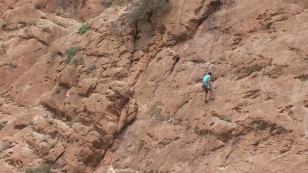 Bergsklättring på Todra Gorge — Stockvideo