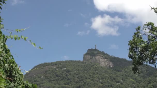 Christus Verlosser op bewolkte hemel — Stockvideo