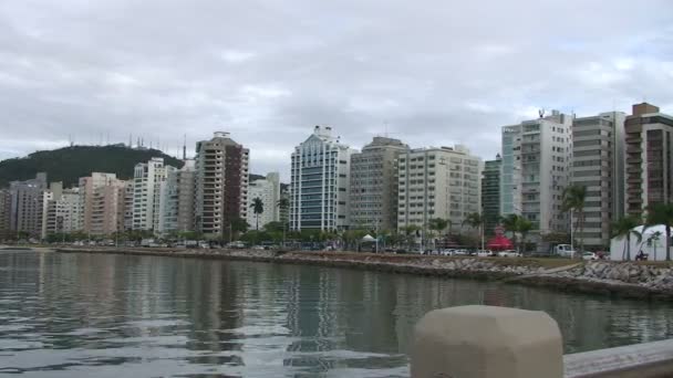 Filmaufnahmen Von Florianopolis Skyline Beira Mar Avenue — Stockvideo