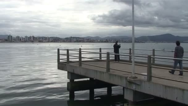 Záběry Rybářů Florianopolis Přístav — Stock video