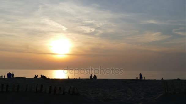Sunset at Dutch coastline — Stock Video
