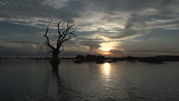 Amarapura, coucher de soleil sur le pont U-bein — Video