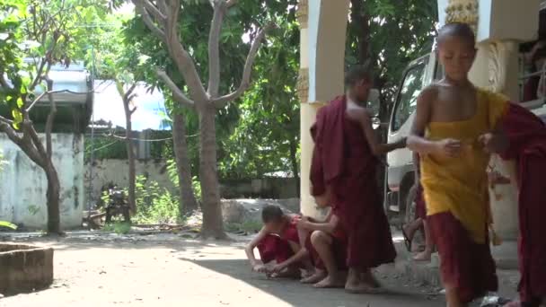 Monaci a Shwemokehtaw Pagoda — Video Stock